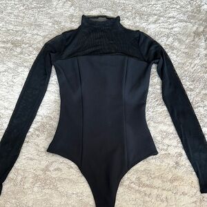 Abercrombie & Fitch Mesh Turtleneck Corset Bodysuit